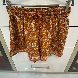 Zimmermann High Waist Floral Shorts - Orange and Yellow Size 3